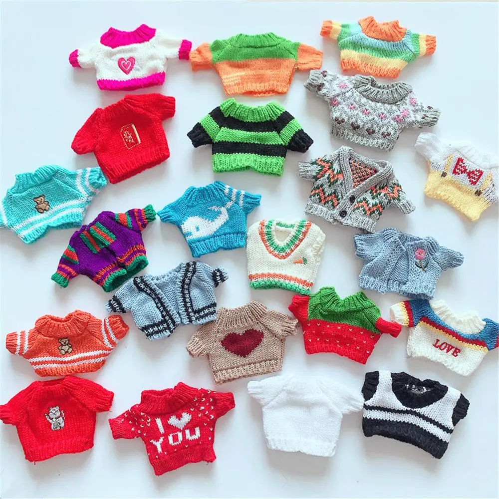 20cm Soft Plush Toy Doll Clothes Mini Plush Toy Clothes Cute Plush Dolls Sweater Kid Toy Gifts Doll Sweater Supplies Accessories