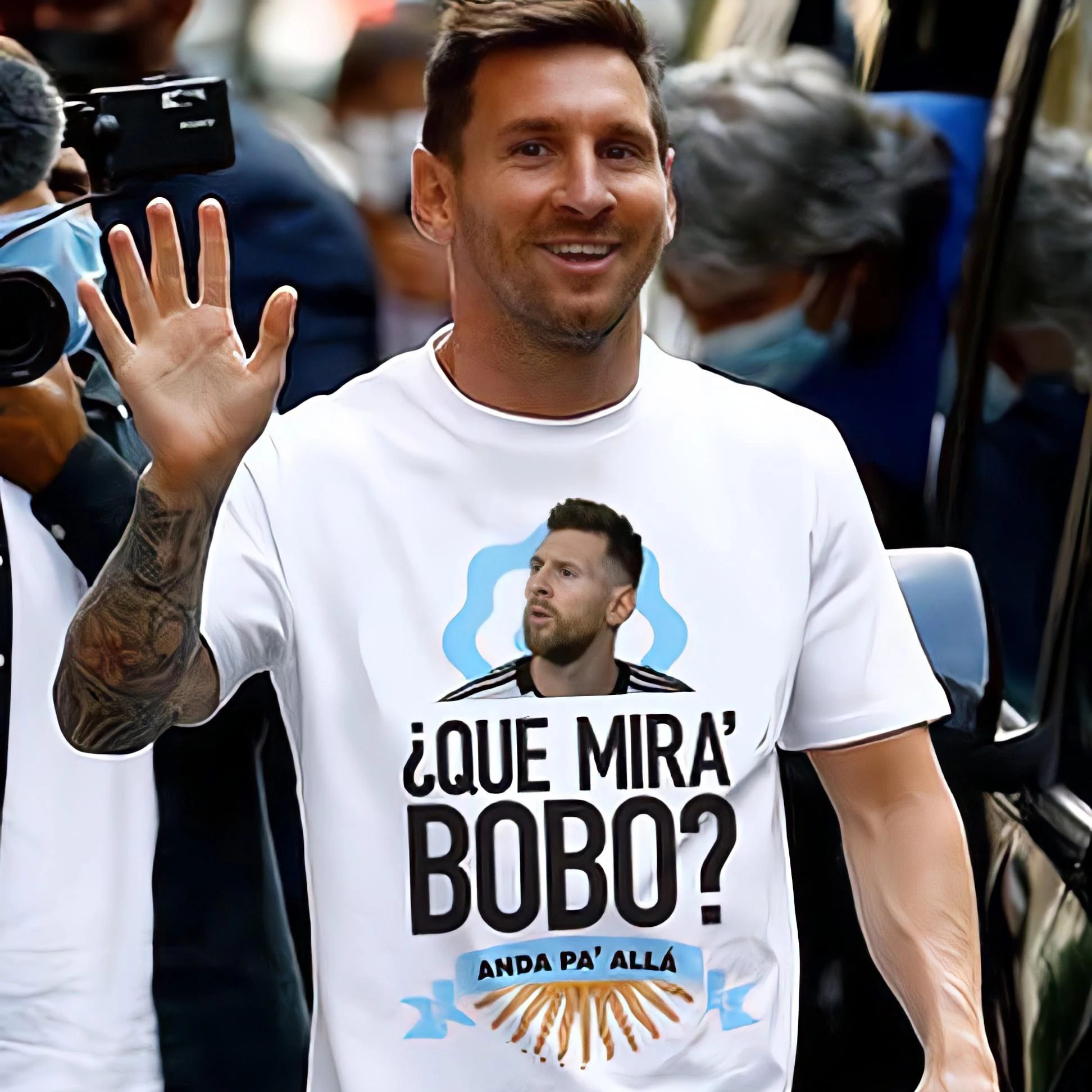 Messi Same Style Que Mira Bobo 3d T Shirt New Summer Tops Unisex White and Black Fashion Casual Short Sleeve T-shirt Hot Selling