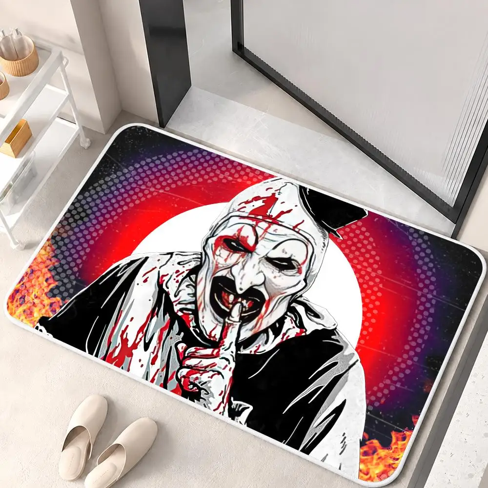 T-Terrifier Horror Movie Cool Floor Mat Flannel Rug Soft Non Slip Door Mat For Bathroom Bedroom Kitchen Living Room Home Decor