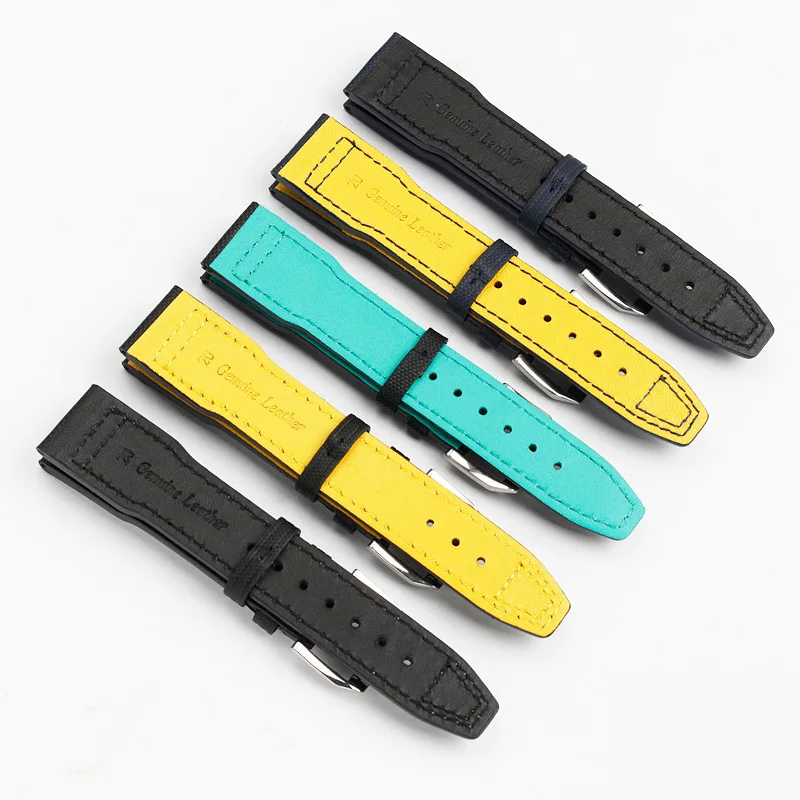 20 مللي متر 21 مللي متر 22 مللي متر ل IWC الطيار الأمير الصغير/مرسيدس AMG بتروناس F1 مارك 18 حزام ساعة رجالي أسود أزرق نايلون جلد حزام الساعات