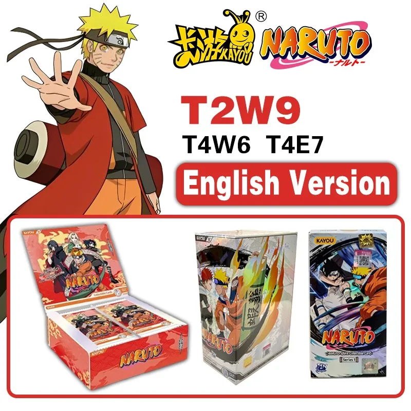 KAYOU Original Naruto Englische Version Serie 2 T2W9 T4W6 Booster Box Anime TCG Seltene CR Ninja Welt Sammelkarten Kinderspielzeug Geschenk
