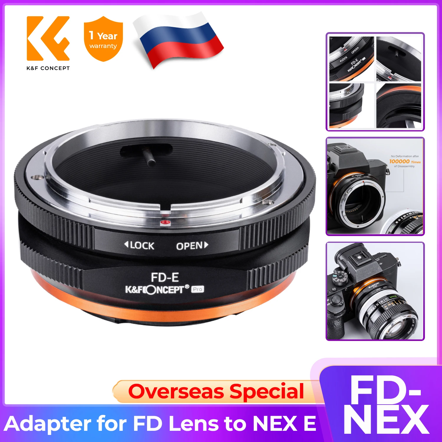 

K&F Concept FD Lens to Nex Pro E Mount Camera Adapter for Canon FD Lens to for Sony NEX-3 NEX-3C NEX-3N NEX-5 NEX-5C NEX Adapter