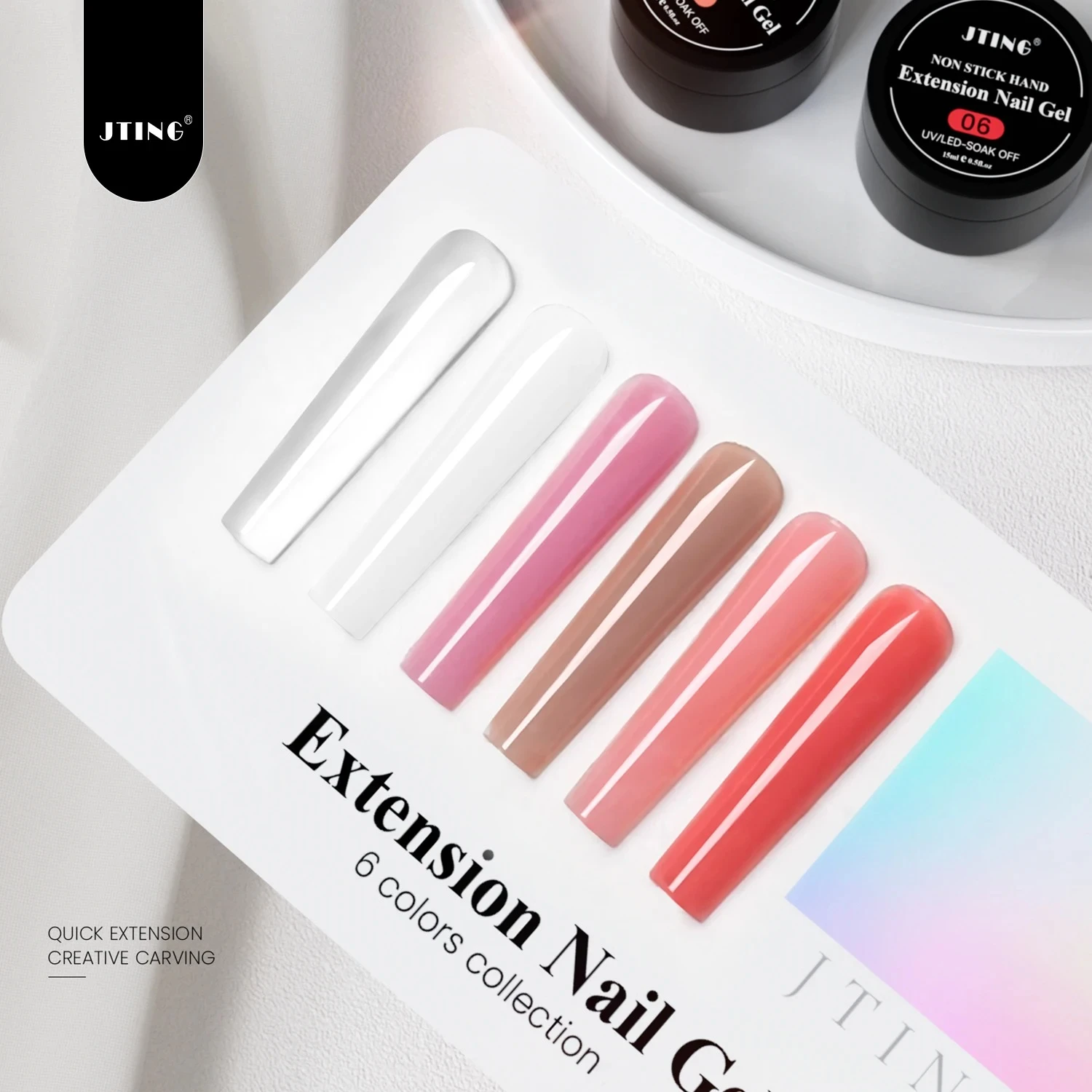 JTING 15ml 6 colores extensión de uñas Gel efecto 3D extender esmalte de Gel antiadherente mano Uv esmalte de uñas semipermanente Gel esmalte de uñas