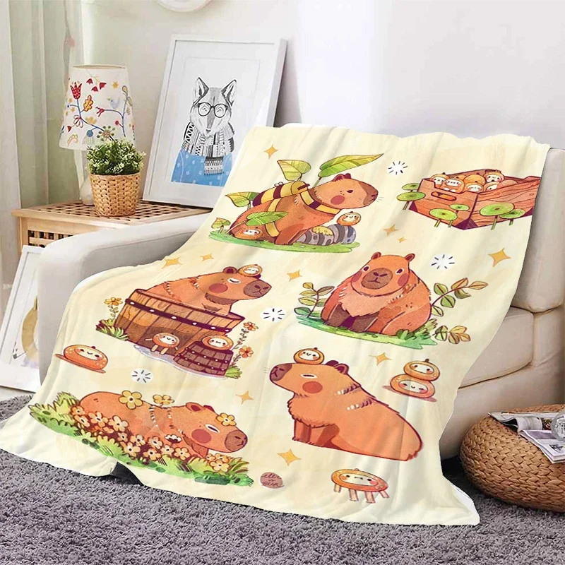 Capibara Lovely Nap Blanket Sofa Winter Warm Bed Fleece Camping Custom Fluffy Soft Blankets Microfiber Bedding King Size