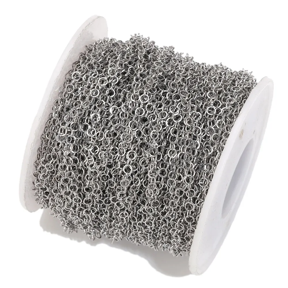2 Meter 2-5 mm Edelstahl-O-Ketten für die Schmuckherstellung, Halskette, Armband, handgefertigte Kette, Schmuckzubehör, Gliederketten, Großpackung – Detail 4