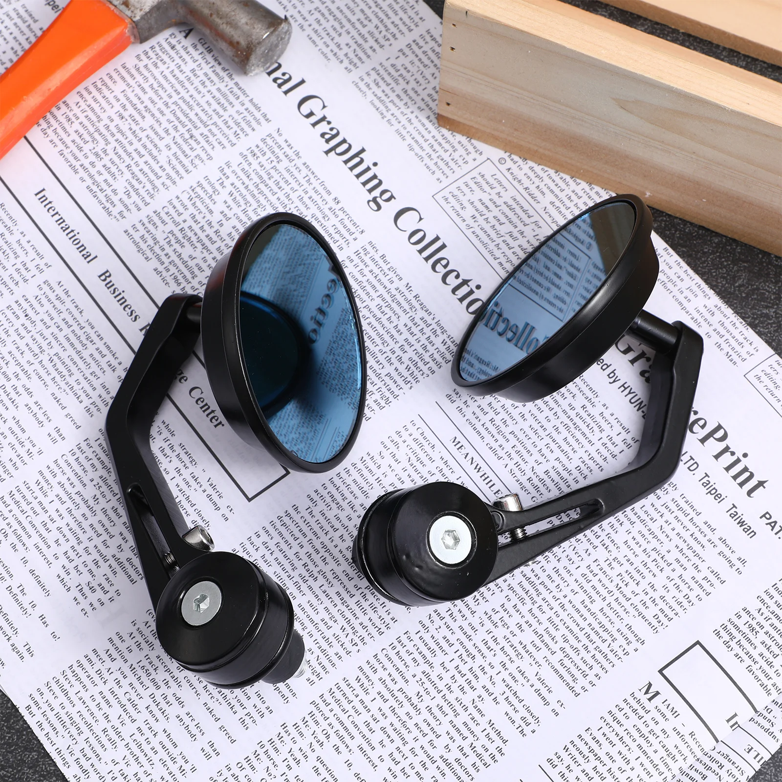 

1 Pair Round Handlebar Mirrors For Rear View Mirror With Adjustable Angle Bar End Mirrors For Bike, Motorcycle Reflectors,