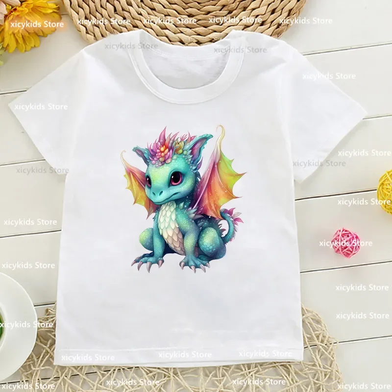 T-shirt for boys Five Color Flying Dragon Graphic Print Kids tshirts Fashion Girls t shirt Summer Boys Girls Universal Clothing