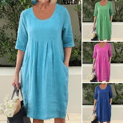 Elegant bodycon sexy cotton Women's dress for women 2022 summer A-line short sleeve boho midi dresses woman robe femme ladies