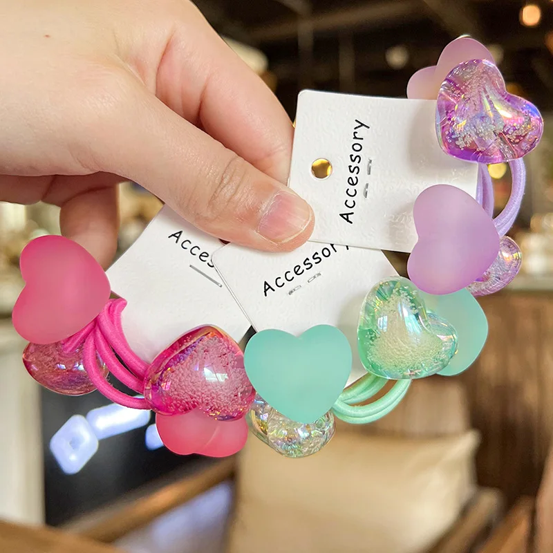 Elastic Rubber Bands Love Heart Twist Rope for Children High Stretch Ponytail Holders for Girls Daily Braiding Non Damage