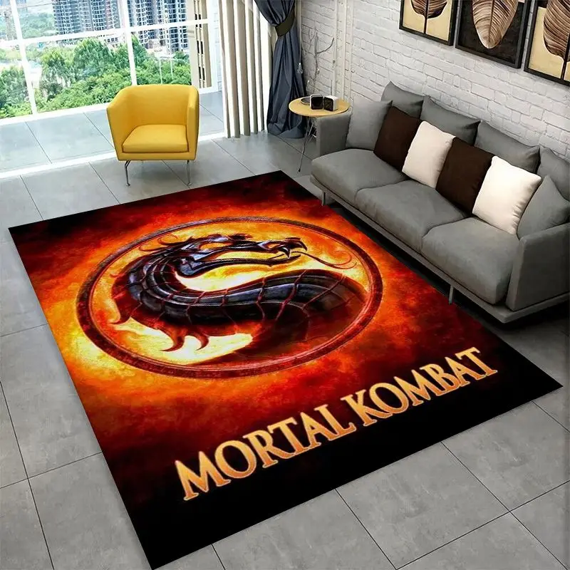 HD Retro Fighter Mortal Kombat Movie Game Non-Slip Area Rug for Living Room Bedroom Playroom,Carpet Floor Mat for Home Decor
