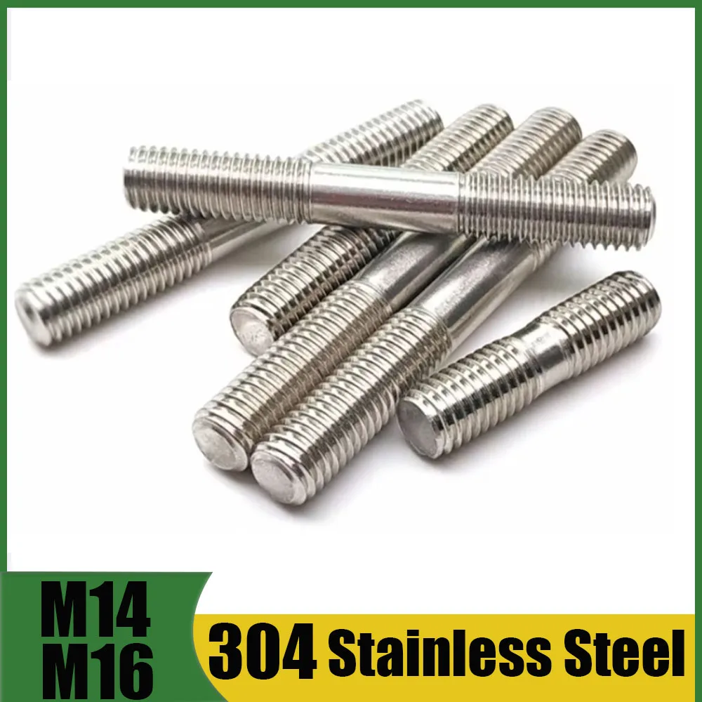 304 Stainless Steel Thread Threaded Rod M14 M16 Extended Double End Stud Bolt Equal Length Through Wall Fixing Screw Hardware ﻿