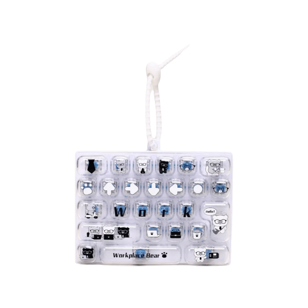 26-Key Decompression Button Transparent Dual-Tone Cute Design Mini Keyboard Pendant Simulation Keyboard Keyboard Keychain