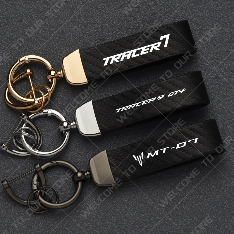 1 шт. Брелок для ключей мотоцикла с логотипом TRACER 9 GT TRACER 7 MT-07, в стиле карбонового волокна, из цинкового сплава, украшение для ключей