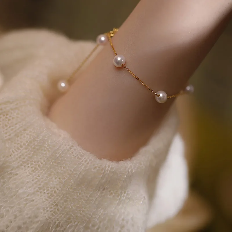 100% Natural Freshwater Pearl 14K Gold Filled Female Charm Bracelet Wholesale Jewelry For Women Gifts No Fade