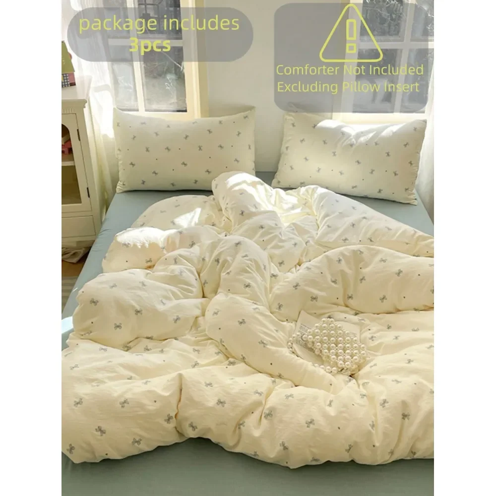 

Thickened Polyester Fresh Printed Washable Bedding Set, Dorm Decor For Boys And Girls 1pc Duvet Cover, 2pcs Pillowcases, No Fil