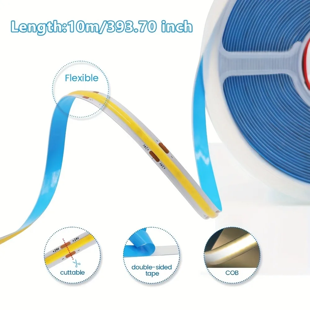 24 فولت COB LED قطاع عالية الكثافة RA90 320 المصابيح الطبيعة الدافئة كول أبيض أحمر الجليد الأزرق الأصفر الوردي مرنة الشريط الخطي الخفيفة