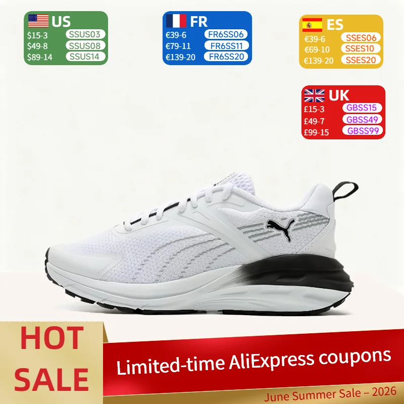

Puma Hypnotic: Minimalist, High-End, Lightweight, Durable, and Non-Slip Running Shoes (Unisex) in White and Black 395235-03