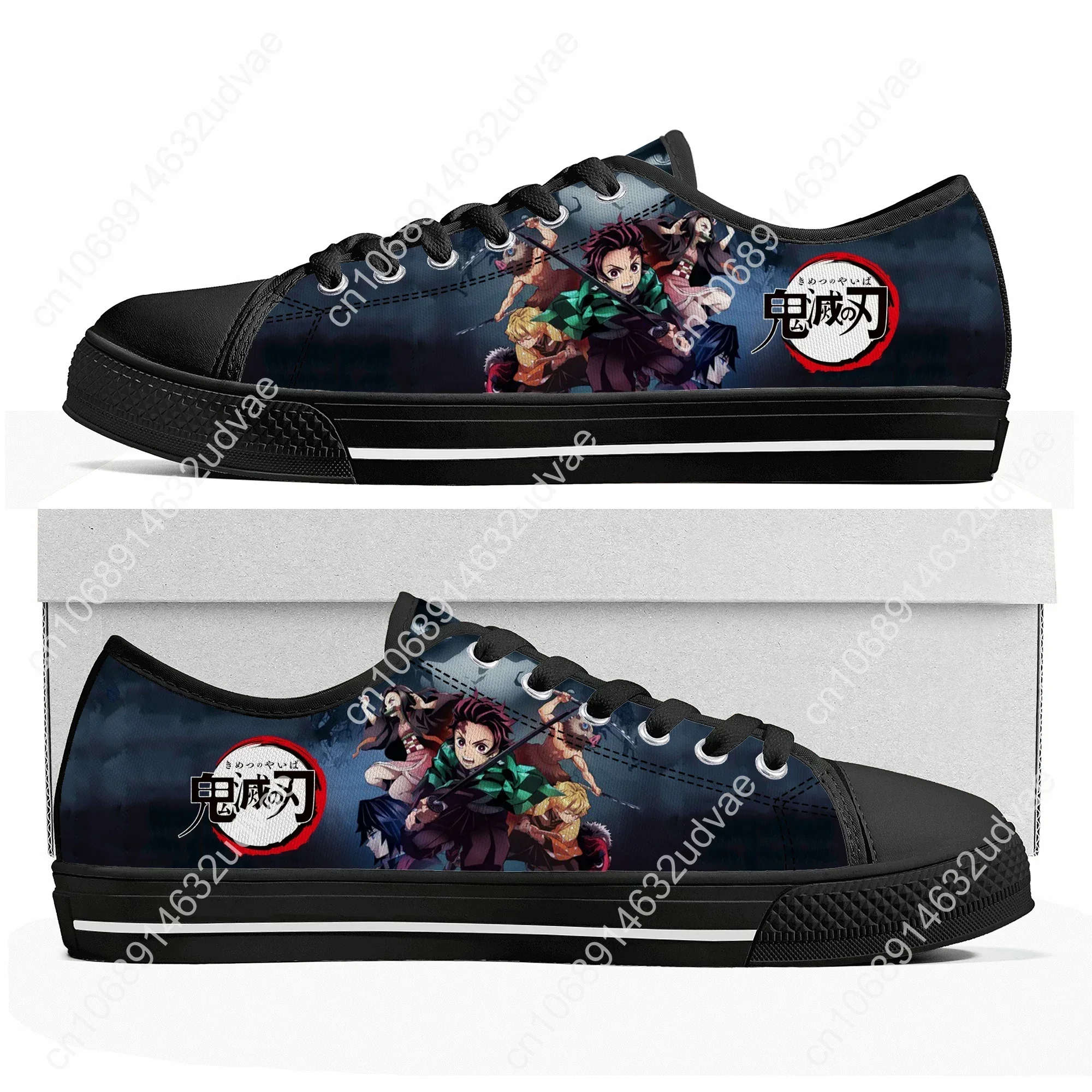 أنيمي شيطان القاتل كيميتسو نو يابا منخفضة أعلى أحذية رياضية Tanjirou Nezuk الرجال النساء المراهقين قماش حذاء رياضة زوجين عادية أحذية مخصصة #2