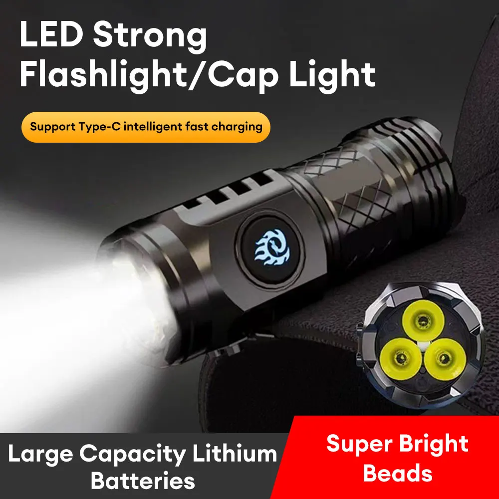 High Quality 3*SST20 LED Flashlight 18350 Super Bright Torch Rechargeable USB Light Waterproof with CAP CLIP for Hiking Camping