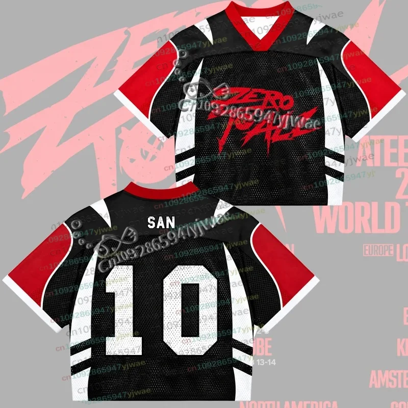 Savage ATEEZ Zero To All World Tour Mesh Jersey For Atiny Fans Gift Autumn Winter Streetwear Y2k Women Men's Tshirt Clothing
