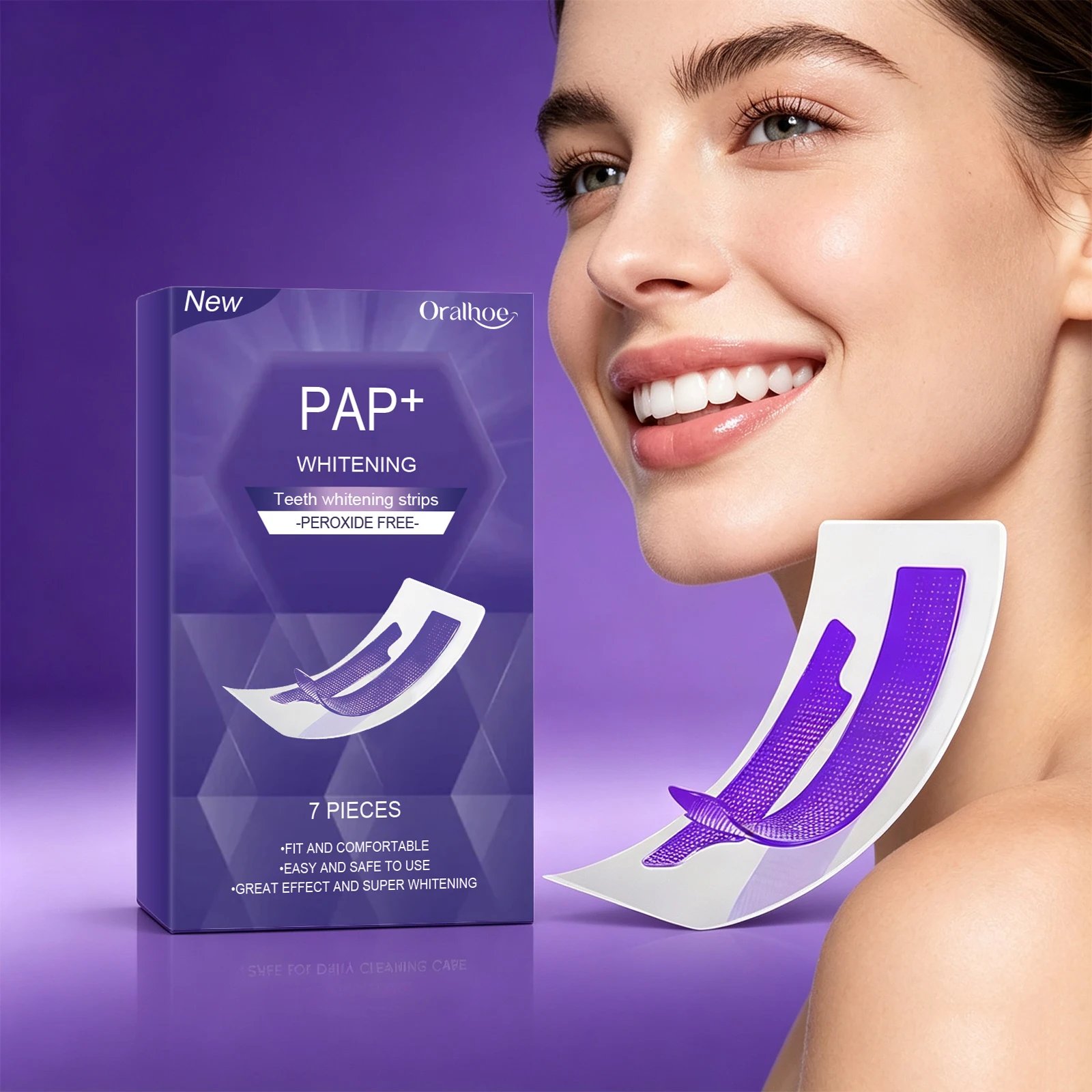 Teeth Whitening Strips Eliminate Yellow Coffee Tea Wine Tooth Bleaching Strips,Fresh Breath Peroxide Free Teeth Brightening Tool view 3