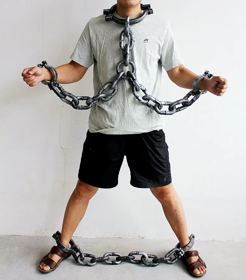 

Iron Chain Handcuffs Fetters Shackle Plastic Prop Terror Night Decorate Halloween Cosplay Prisoner Hallowmas Trick Toy
