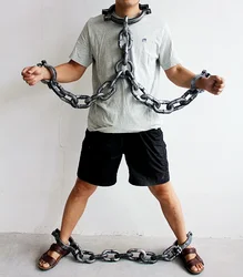 Cadena de esposas para Halloween, grillete de plástico, accesorio de Terror para decorar la noche, Cosplay, prisionero, Halloween