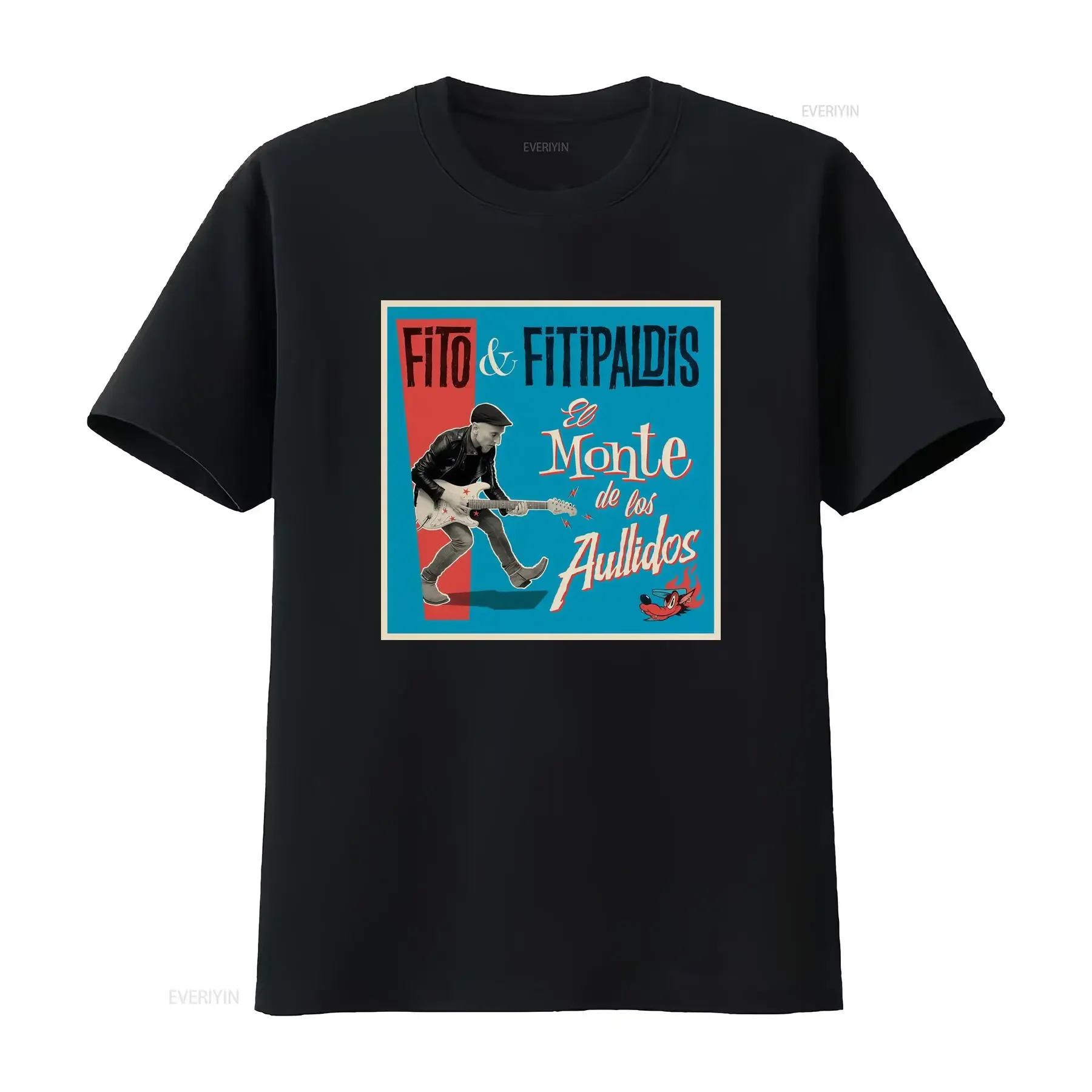 Fito Fitipaldis El Monte De Los Aullidos álbum 2025 Camiseta Cuello Redondo Casual Tejido Ligeramente Elástico Corte vintage