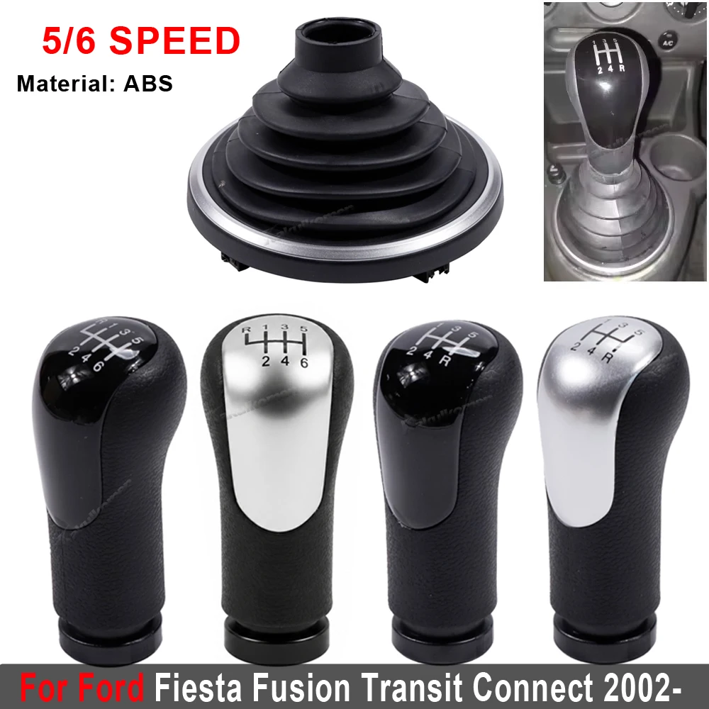 5/6-Gang Schaltknauf mit Schaltmanschette für Ford Fiesta MK6 Connect Fusion 2002 2003 2004 2005 2006 2007 2008