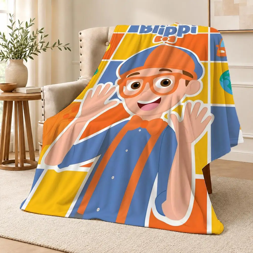 Preschool Blippi Kids Educational  Gift Throw Soft Flannel Throw Blanket for Couch Bed Sofa Warm Cozy Lightweight All Season