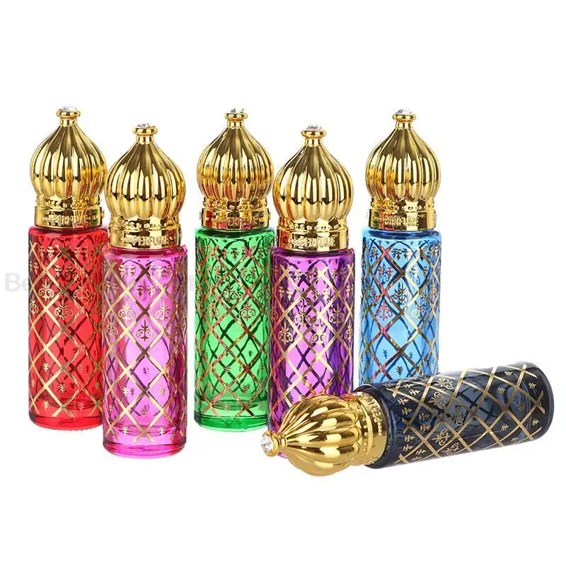 6/8/10ml Portable Glass Roll on Bottles Mini Essential Oil Container Blending Perfume Bottle Gold Arabic Empty Roller Bottles