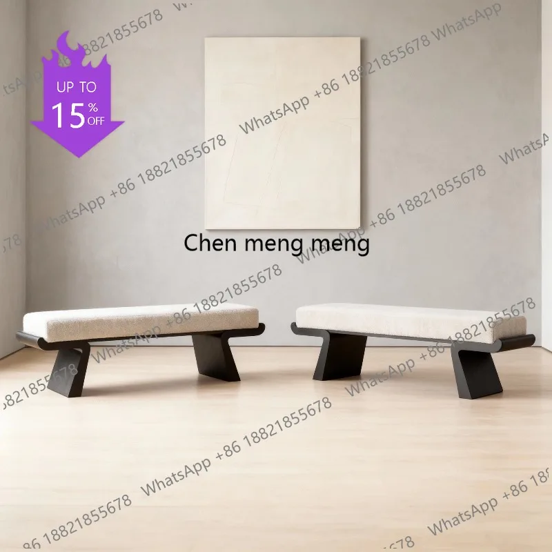 

M53 Nordic designer living room fabric sofa stool solid wood bedside stool creative shoe changing stool