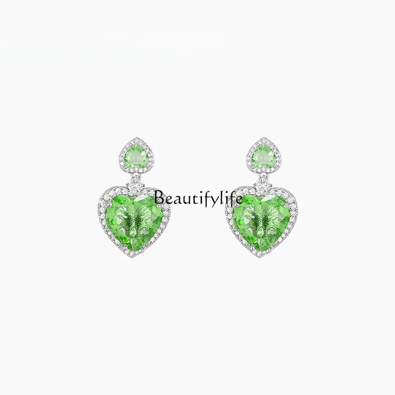 

Niche Rhinestone Three-Dimensional Love Heart Earrings 2022 New Trendy Earrings Light Luxury High-Grade Sweet Cool