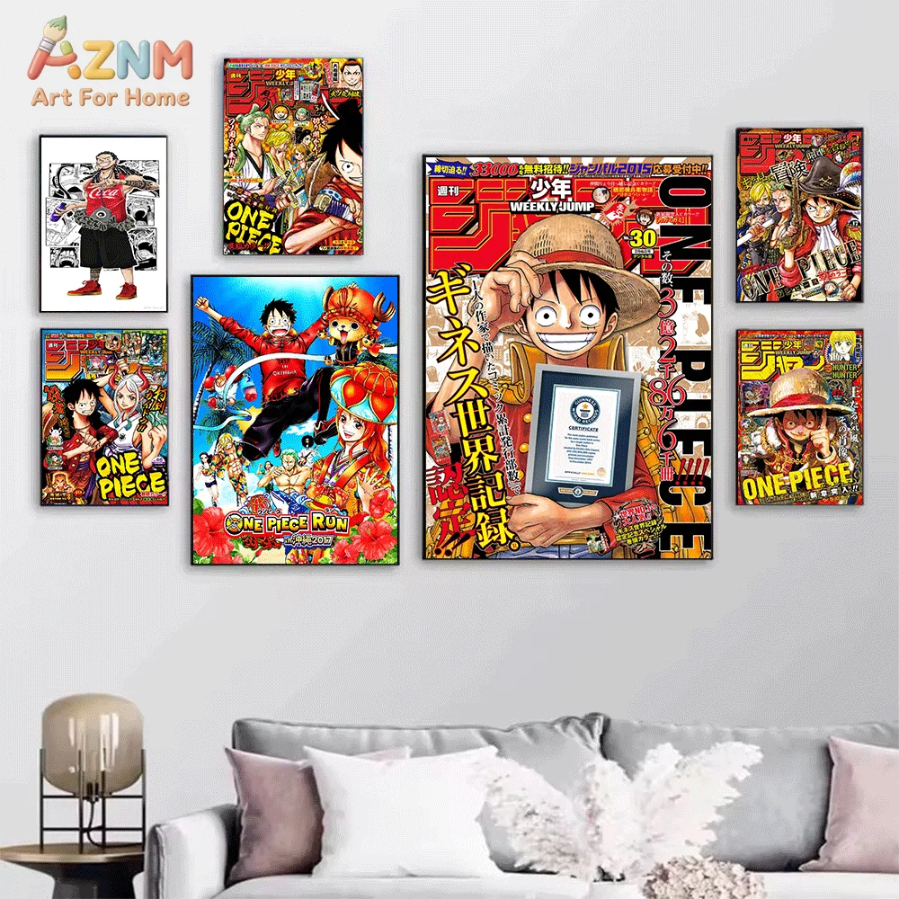 AZNM Unframed Canvas Print One Piece Roronoa Zoro Monkey D Luffy Chopper Nami Anime Wall Art Manga Poster Home Decor