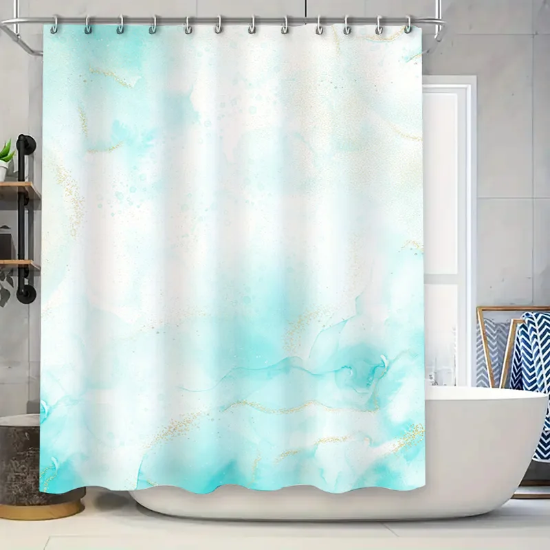 

Современная занавеска для душа с геометрическим рисунком и золотыми квадратами, водонепроницаемая тканевая занавеска для ванной комнаты для домашнего использования в нескольких размерах на заказ