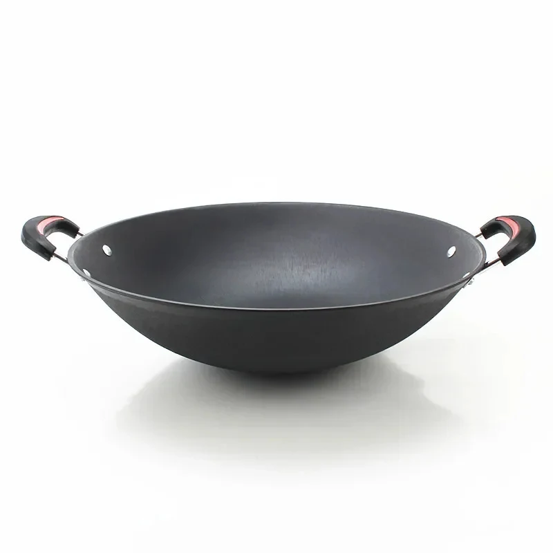 Cast Iron Big Pot Round Bottom Wok Uncoated Non Stick Double Ear Fryin Pan Casserole Selected Kitchen Pots Chinese Cookware