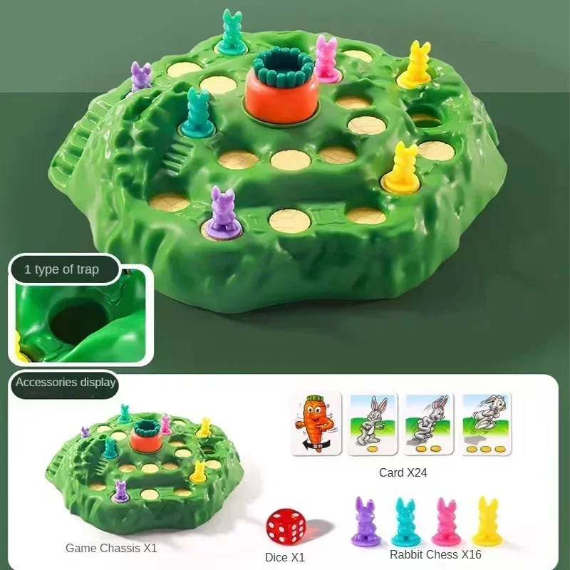 Carrot Rabbit Trap Table Board Defend Game Challenge Parent-Child Family Party Interactive Educational Puzzle Puzzle Toy Gift