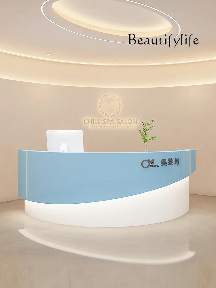 Circular Arc Company Reception Desk Beauty Salon Cashier Simple Clothing Store Counter Table