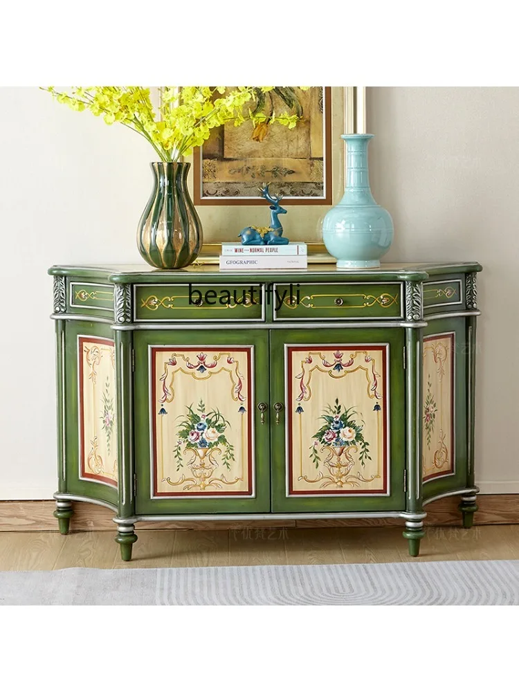 Painted · American Light Luxury Double Door Chest of Drawers Master Bedroom Home Curio Cabinet Storage Rack furniture