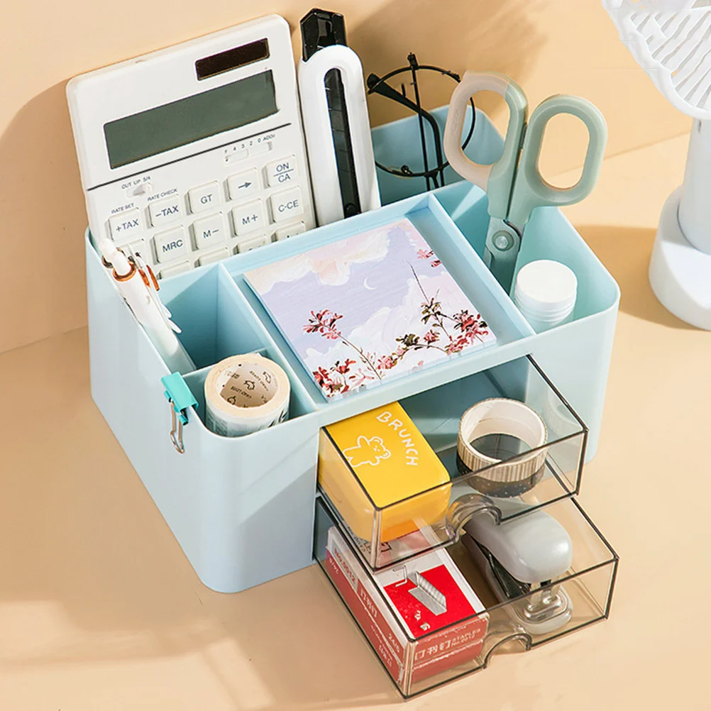 

Desktop Storage Box Hips Material Multi Function Organizer for Stationery Cosmetics Sundries Bedroom Office Tabletop Use
