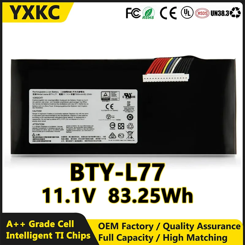 BTY-L77 11.1V 83.25Wh Laptop Battery For Msi GT72 2QD GT72S 6QF GT80 2QE 2QD 2QC GT80S 6QE Series MS-1781 MS-1783 WT72 Battery