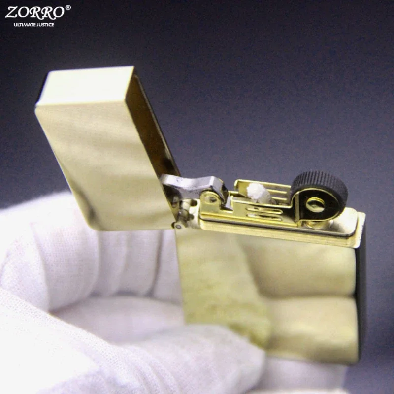 ZORRO Special-shaped Brass Armor Kerosene Lighter Small Gold Brick Shape High-end Exquisite Kerosene Lighter Men\'s Gift