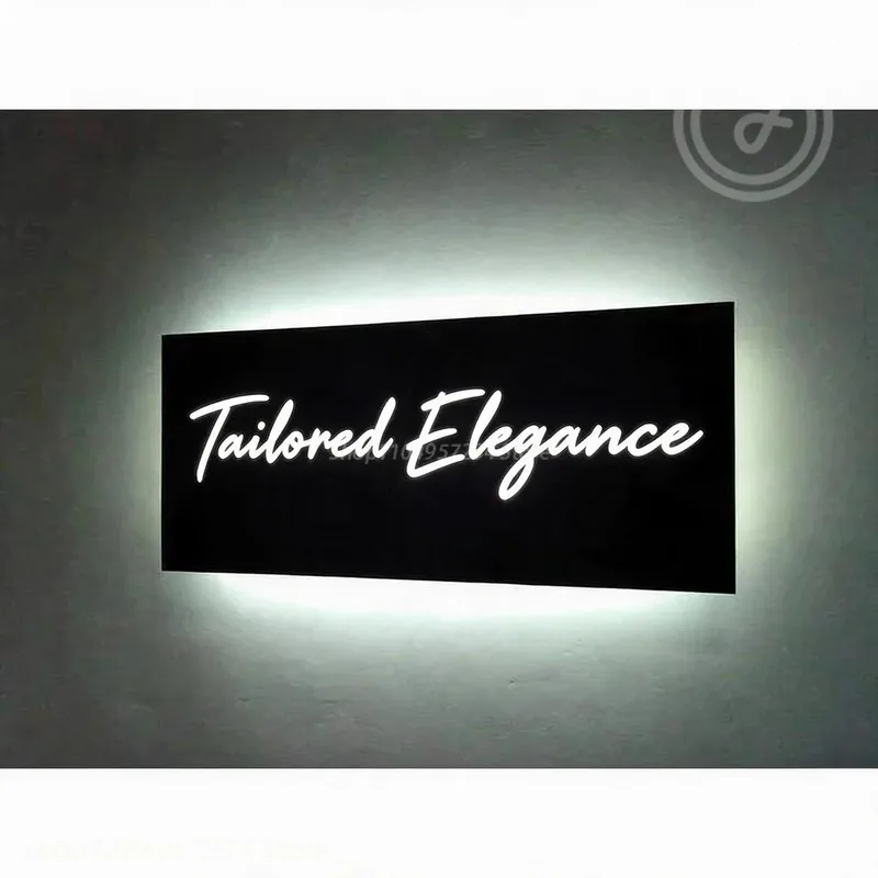 Tailored Elegance Custom 3D LED Sign, Metal Neon Wall Acrylic Letters Restaurant Business Brand Logo Advertising Signboard