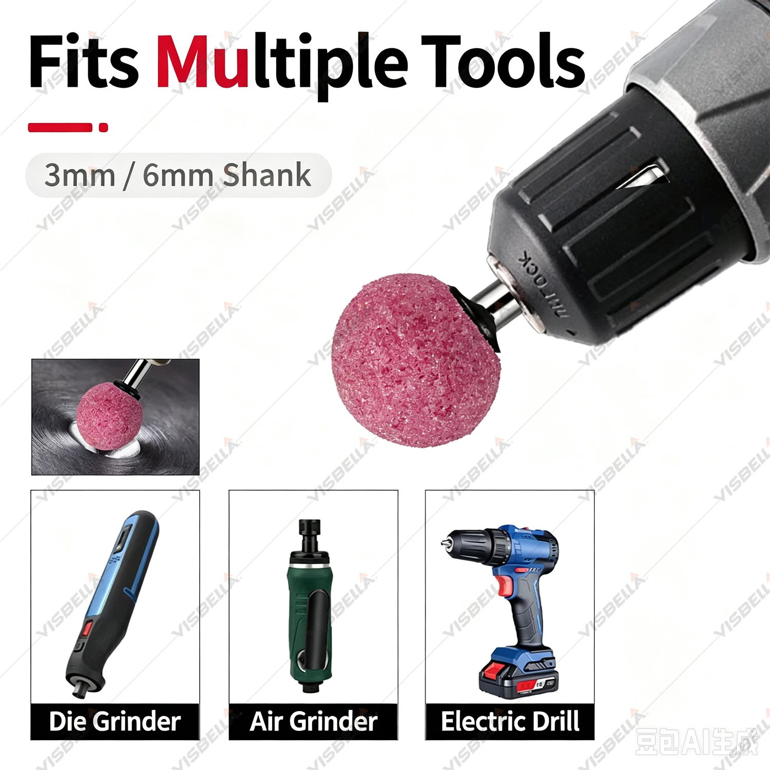 Grinding Stone Set Mounted Stone Grinding Bit 3/6mm Shank for Die Grinder Electric Drill Rust Removal Deburring Metal Polishing