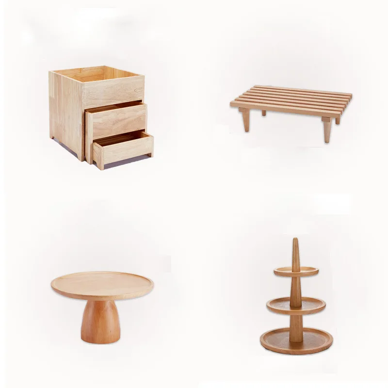 

Solid Wooden Dessert Rack Buffet Tea Break Retro