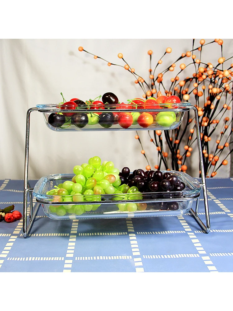 Three-storey multi-layer fruit plate, double-storey hotel breakfast buffet table, fruit display plate, cold dish cutlery rack