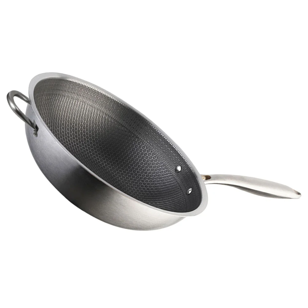 

Stainless Steel Wok Stir-fry Pan Restaurant Frying Kitchen Supply Flat Cooking Griddle