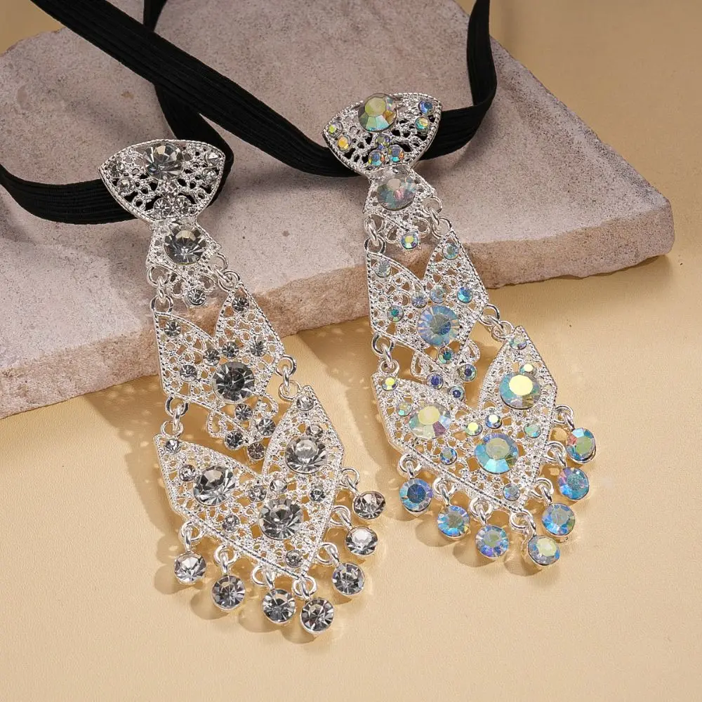 

Регулируемый галстук со стразами, роскошный, в джентльменском стиле, для деловых встреч, аксессуар для костюма, галстук с кисточкой и кристаллами, для свадьбы