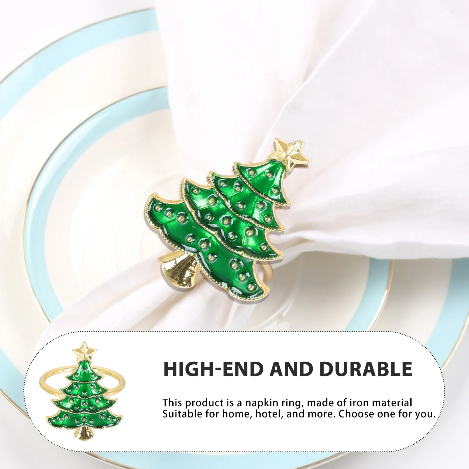 

6Pcs Napkin Ring Metal Christmas Tree Design Napkin Buckle for Dining Table Decor Party Wedding Holiday Gift Paper Towel Ring