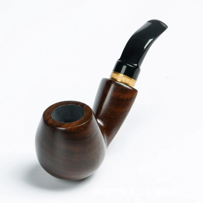 1pc New Handmade Ebony Wood Smoker Smoking Tobacco Pipe Root Smoking Pipes Bent Design For Men Freeshipping